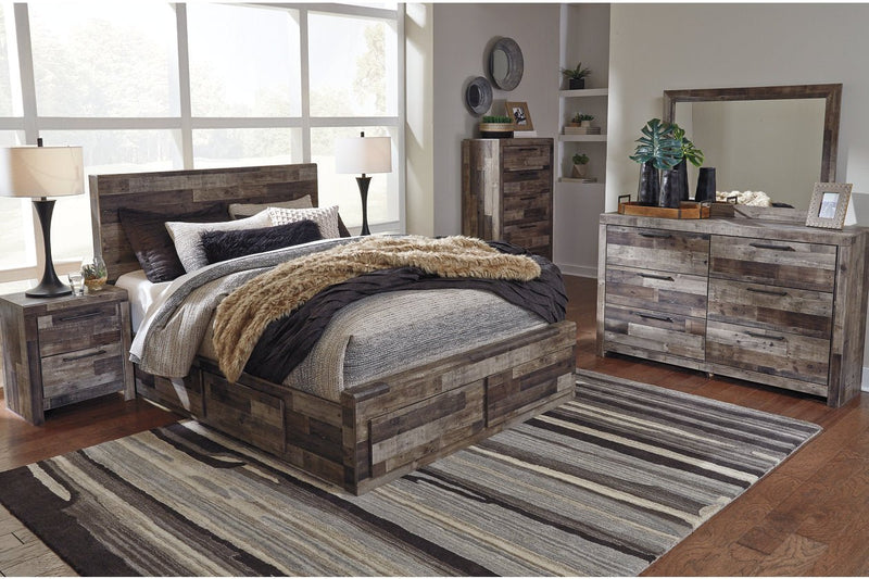 Derekson Multi Gray Queen Platform Bed with 4 Storage Drawers - DMV FurnitureQueen Bed