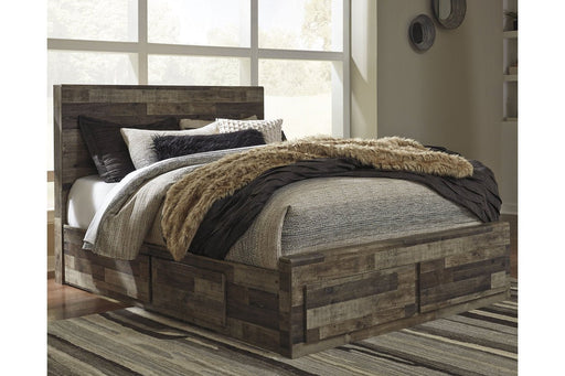 Derekson Multi Gray Queen Platform Bed with 4 Storage Drawers - DMV FurnitureQueen Bed