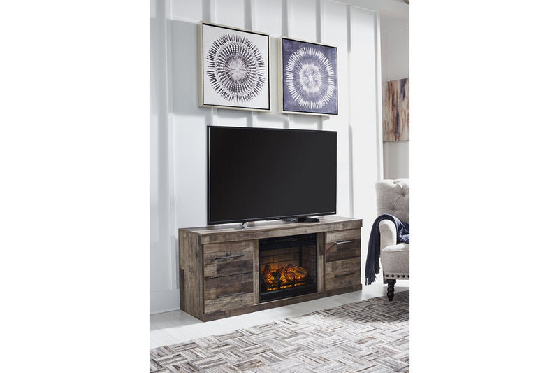 Derekson Multi Gray TV Stand with Electric Fireplace - DMV FurnitureTV Stand