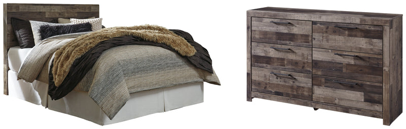 Derekson Queen/Full Panel Headboard Bed with Dresser in Multi Gray from Ashley - DMV Furniture
