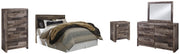 Derekson Queen/Full Panel Headboard Bed with Mirrored Dresser, Chest and Nightstand in Multi Gray from Ashley - DMV Furniture