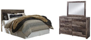 Derekson Queen/Full Panel Headboard Bed with Mirrored Dresser in Multi Gray from Ashley - DMV Furniture