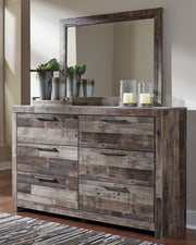 Derekson Twin Panel Bed with Mirrored Dresser in Multi Gray from Ashley - DMV Furniture