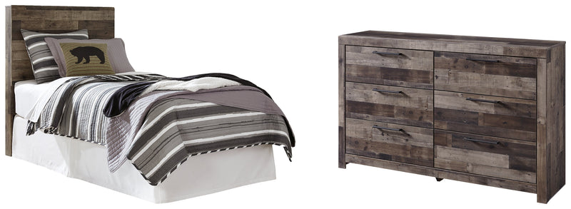 Derekson Twin Panel Headboard Bed with Dresser in Multi Gray from Ashley - DMV Furniture