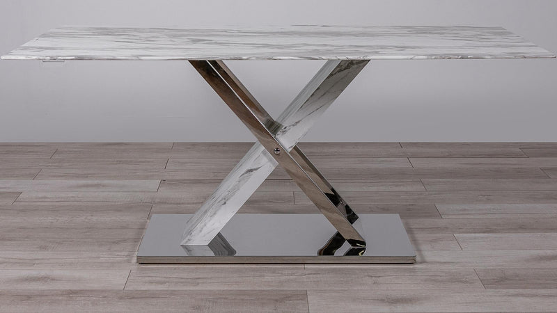 Derry Reading Marble/White Dining Set - DMV FurnitureDining Room Set