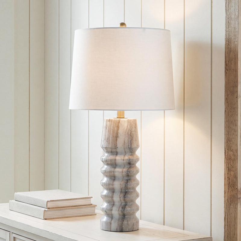 Desmont White/Beige/Gray Table Lamp - L428974