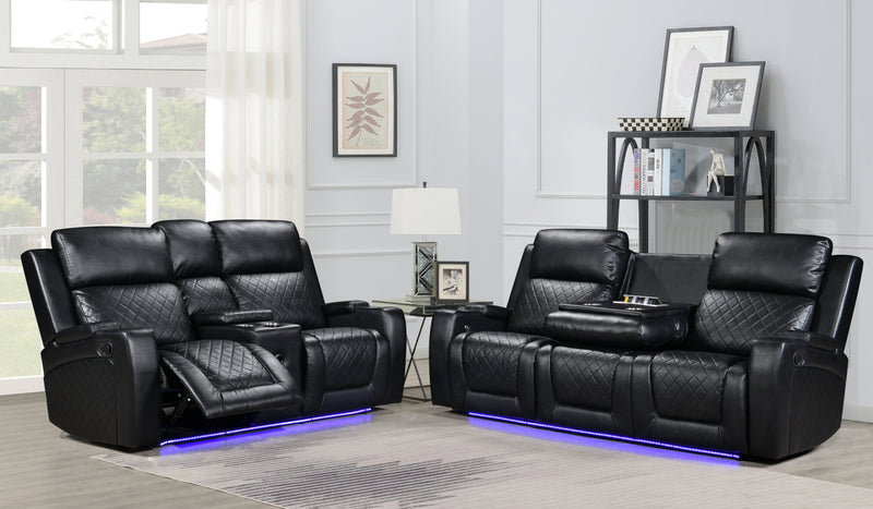 Detroit Black Sofa & Loveseat - DETROIT-BK-SLS