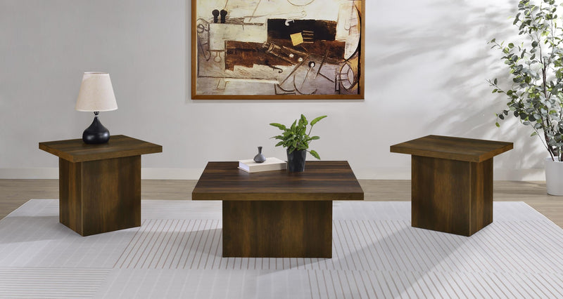 Devar 3-piece Square Coffee and End Table Set Dark Pine - 710888-S3