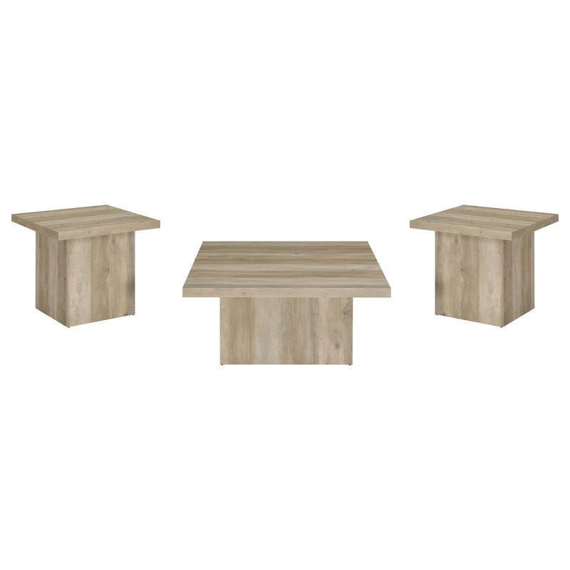 Devar 3-piece Square Coffee End Table Set Distressed Pine - 710878-S3
