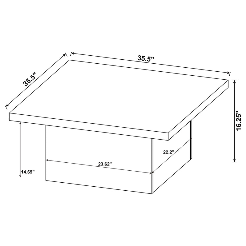 Devar 3-piece Square Coffee End Table Set White High Gloss - 710898-S3
