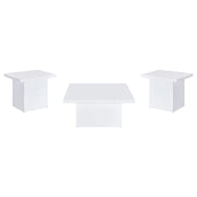 Devar 3-piece Square Coffee End Table Set White High Gloss - 710898-S3