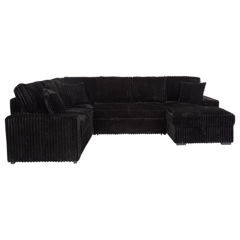 Devonshire Sleeper Sectional Sofa Storage Chaise Black - 511049