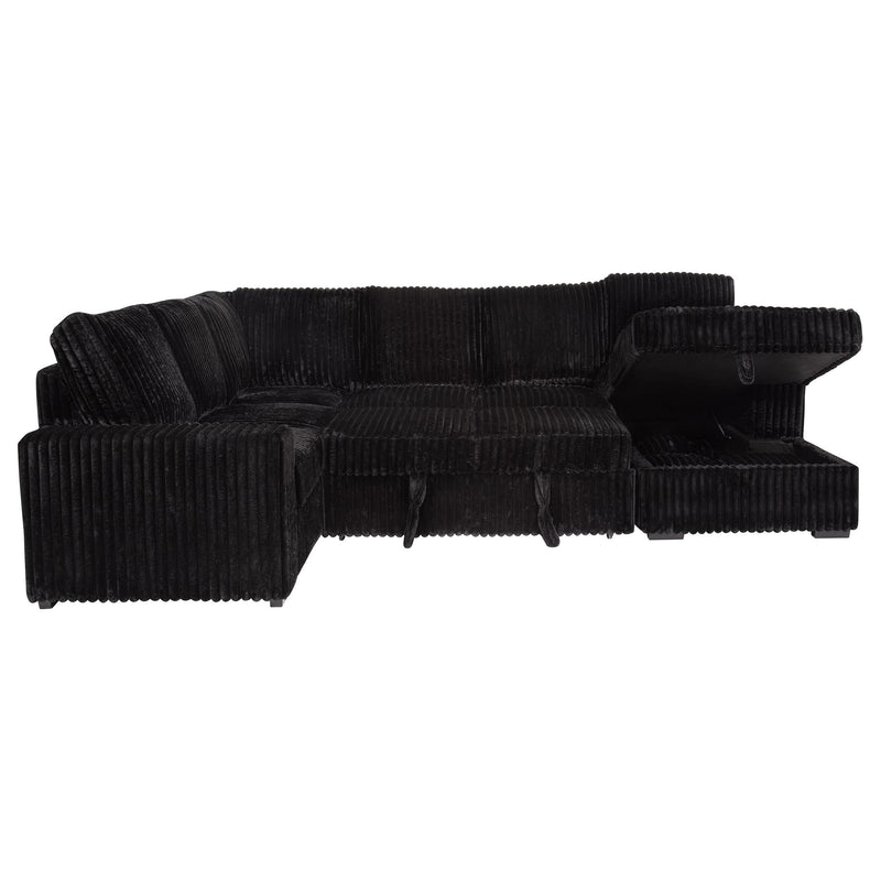 Devonshire Sleeper Sectional Sofa Storage Chaise Black - 511049