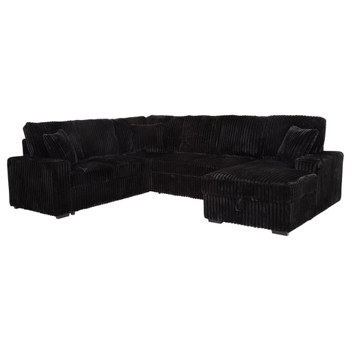Devonshire Sleeper Sectional Sofa Storage Chaise Black - 511049