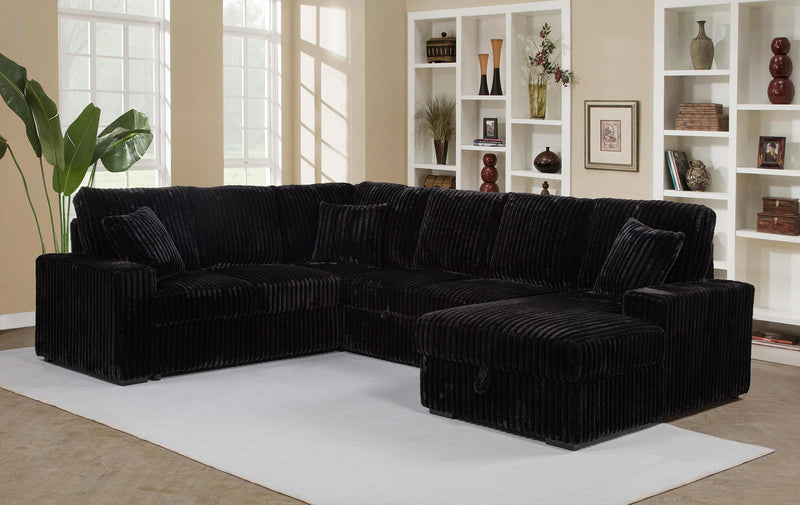 Devonshire Sleeper Sectional Sofa Storage Chaise Black - 511049