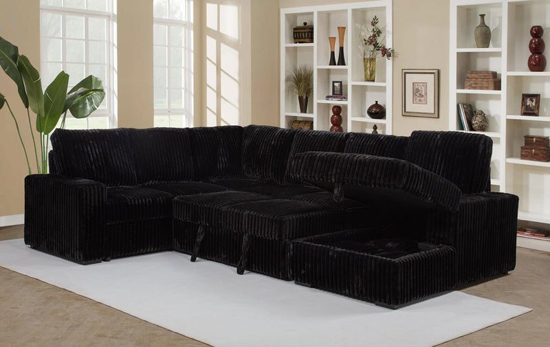 Devonshire Sleeper Sectional Sofa Storage Chaise Black - 511049