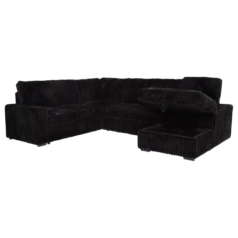 Devonshire Sleeper Sectional Sofa Storage Chaise Black - 511049
