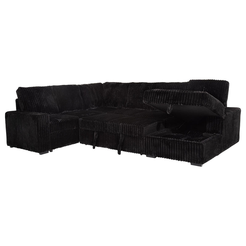 Devonshire Sleeper Sectional Sofa Storage Chaise Black - 511049
