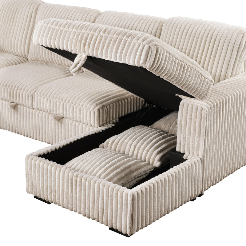 Devonshire Sleeper Sectional Sofa Storage Chaise Camel - 501205
