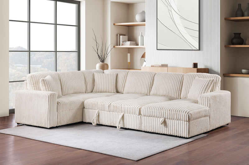Devonshire Sleeper Sectional Sofa Storage Chaise Camel - 501205