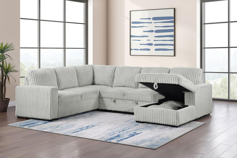 Devonshire Sleeper Sectional Sofa Storage Chaise Grey - 501208