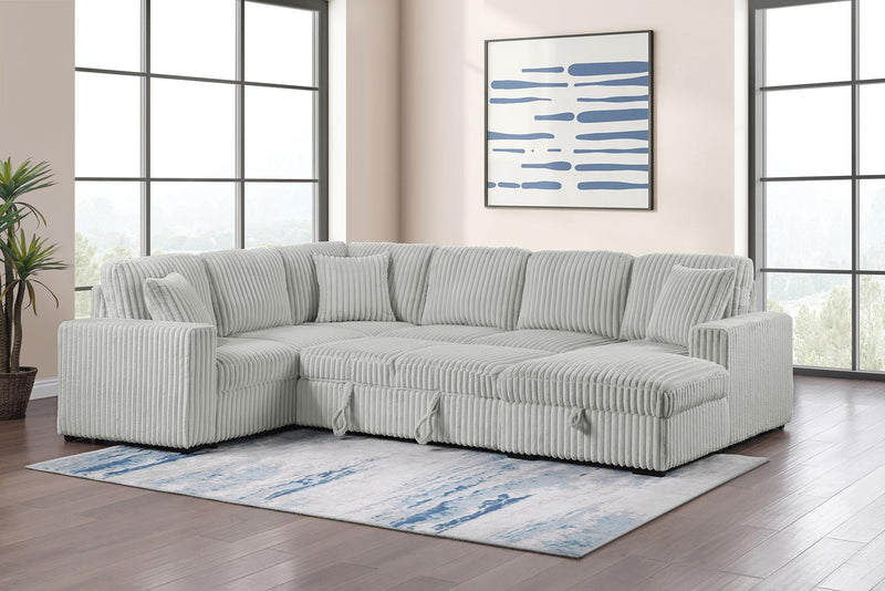 Devonshire Sleeper Sectional Sofa Storage Chaise Grey - 501208