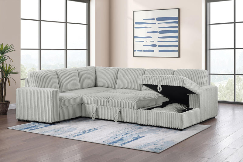 Devonshire Sleeper Sectional Sofa Storage Chaise Grey - 501208