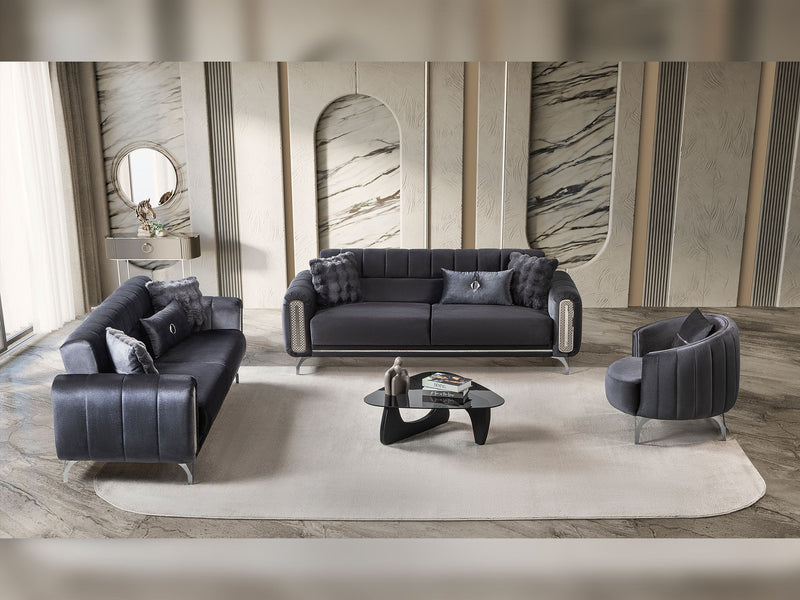 Dior 3-pieces (Sofa & Loveseat & Chair) Livingroom Set in Cream - 200-ST-DIO-FLORIA04-321