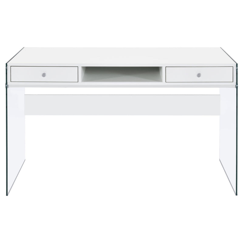 Dobrev 48-inch 2-drawer Writing Desk White High Gloss - 800829