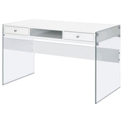 Dobrev 48-inch 2-drawer Writing Desk White High Gloss - 800829