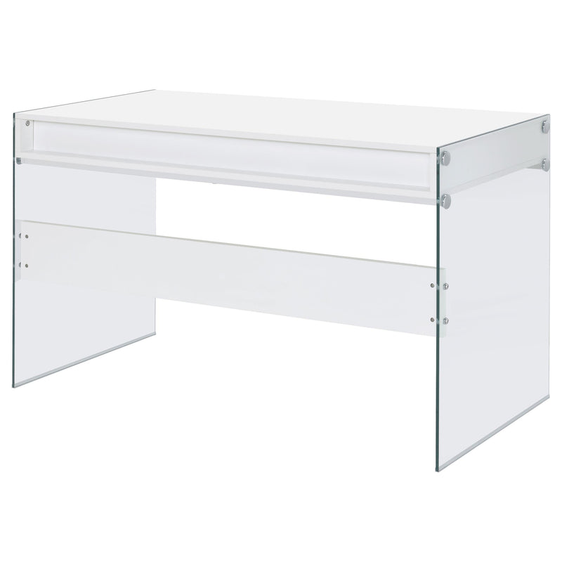 Dobrev 48-inch 2-drawer Writing Desk White High Gloss - 800829