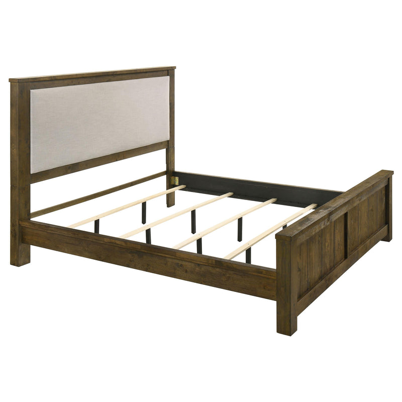 Doherty Eastern King Linen Upholstered Panel Bed Rustic Brown - 225161KE
