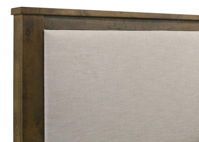 Doherty Eastern King Linen Upholstered Panel Bed Rustic Brown - 225161KE