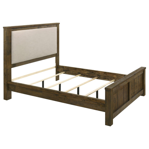 Doherty Queen Linen Upholstered Panel Bed Rustic Brown - 225161Q
