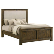 Doherty Queen Linen Upholstered Panel Bed Rustic Brown - 225161Q