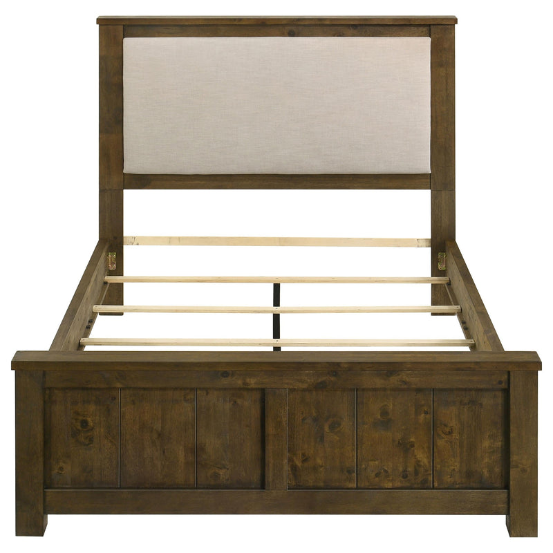 Doherty Queen Linen Upholstered Panel Bed Rustic Brown - 225161Q