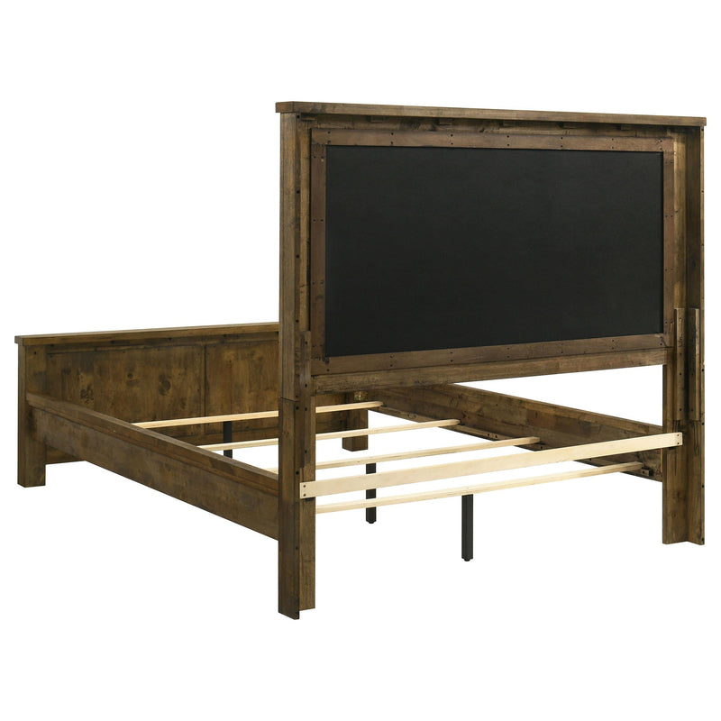 Doherty Queen Linen Upholstered Panel Bed Rustic Brown - 225161Q