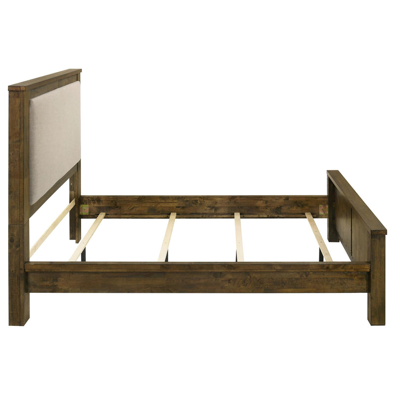 Doherty Queen Linen Upholstered Panel Bed Rustic Brown - 225161Q