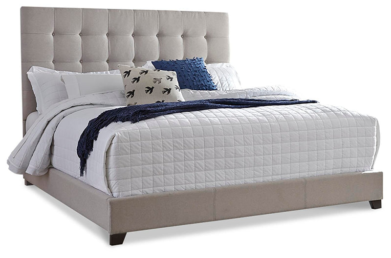 Dolante Beige Queen Upholstered Bed with Chest of Drawers and Nightstand - B130B7