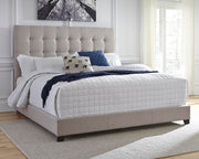 Dolante Beige Queen Upholstered Bed with Chest of Drawers and Nightstand - B130B7