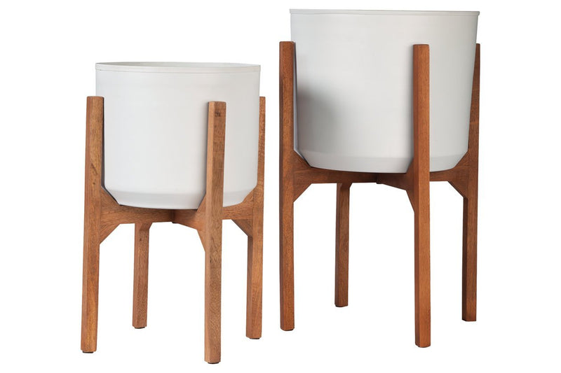 Dorcey White/Brown Planter (Set of 2) - DMV FurnitureTable Top Accessories