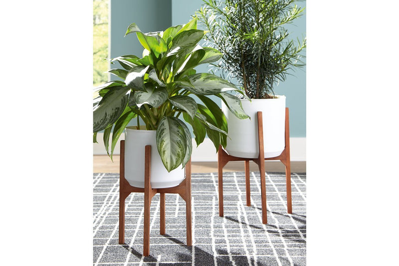 Dorcey White/Brown Planter (Set of 2) - DMV FurnitureTable Top Accessories
