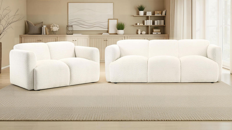 Dorset 2-piece Upholstered Round Track Arm Sofa Set White - 509811-S2