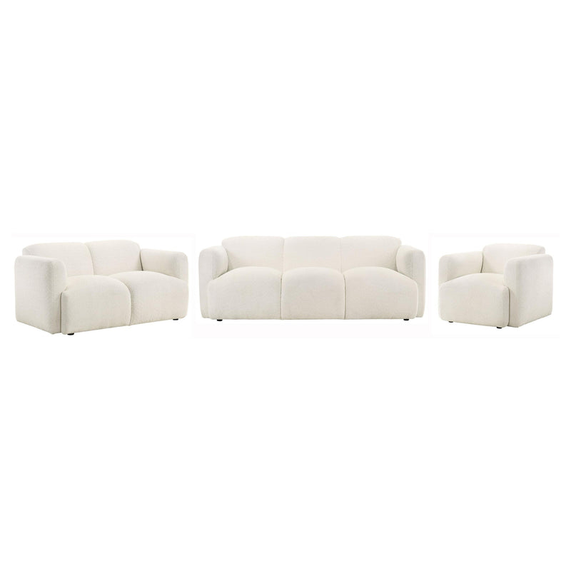 Dorset 3-piece Upholstered Round Track Arm Sofa Set White - 509811-S3
