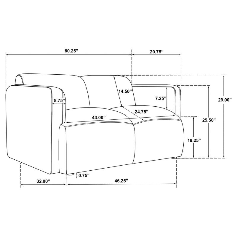 Dorset Fabric Upholstered Round Track Arm Loveseat Brown - 509815