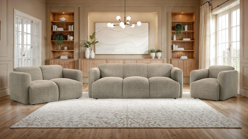 Dorset Fabric Upholstered Round Track Arm Loveseat Brown - 509815