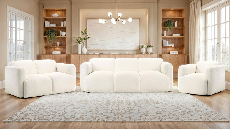 Dorset Fabric Upholstered Round Track Arm Sofa White - 509811