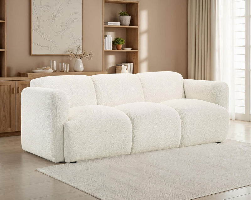 Dorset Fabric Upholstered Round Track Arm Sofa White - 509811