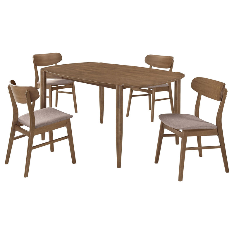 Dortch 5-piece Oval Solid Wood Dining Set Walnut - 108461-S5