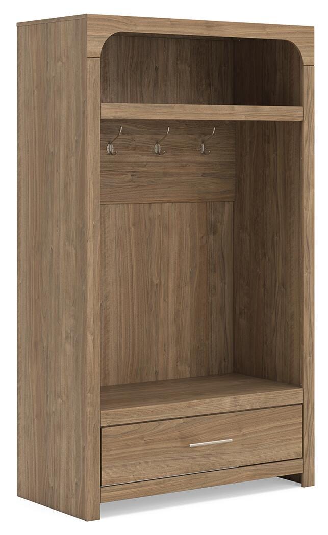 Dovander Brown Hall Tree with Storage Bench - W1121-79